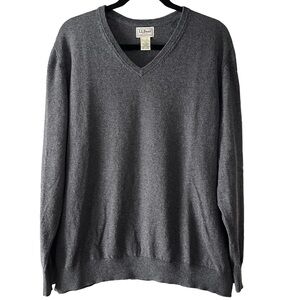 Men’s L.L. Bean Charcoal V-Neck Cotton Cashmere Blend Sweater